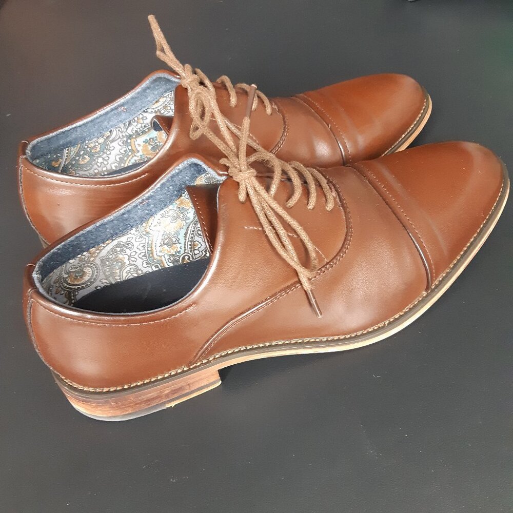 Bruno Marc SZ 9.5 Louis-2 Chestnut Men's Leather Cap Toe Oxford Shoes